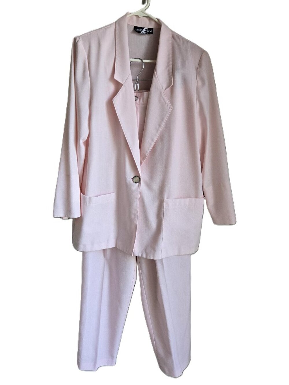SAG HARBOR Vintage 2 Pc Oversized Jacket Women’s 12 & Pants 16 Set Light Pink